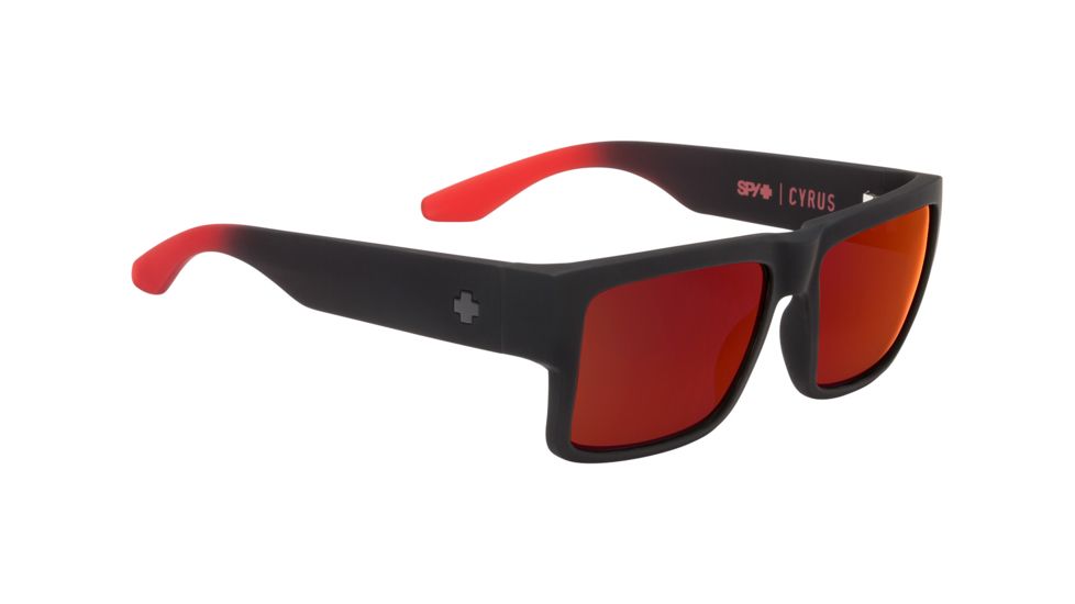 Spy Optic Cyrus Single Vision Prescription Sunglasses, Soft Matte Black/Red Fade Frame, 673180803673SV