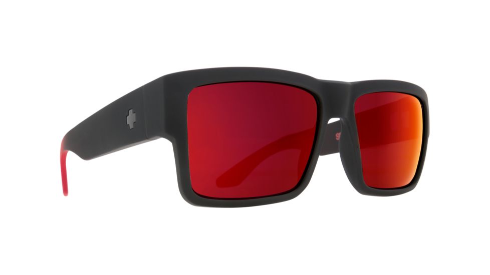 Spy Optic Cyrus Single Vision Prescription Sunglasses, Soft Matte Black/Red Fade Frame, 673180803673SV