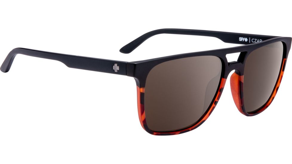 Spy Optic Czar Single Vision Prescription Sunglasses, Matte Black/Tortoise Fade Frame, Polarized, 673526200789SV