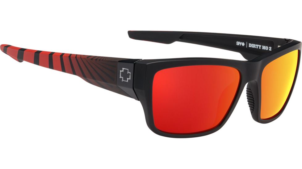 Spy Optic Dirty Mo 2 Single Vision Prescription Sunglasses, Matte Black Red Burst Frame, Polarized, 6700000000018SV