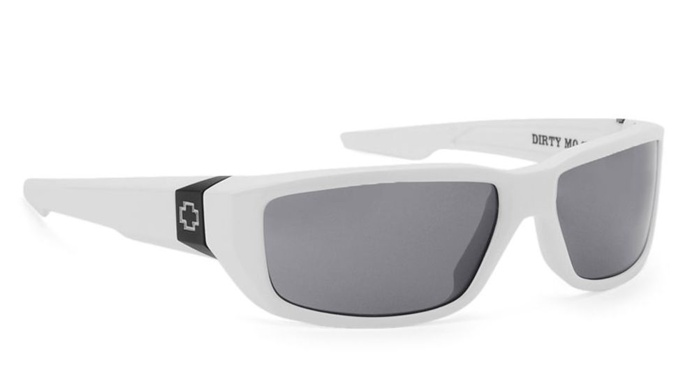 Spy Optic Dirty Mo Sunglasses, Shiny White Frame, Grey Lenses 670937638129