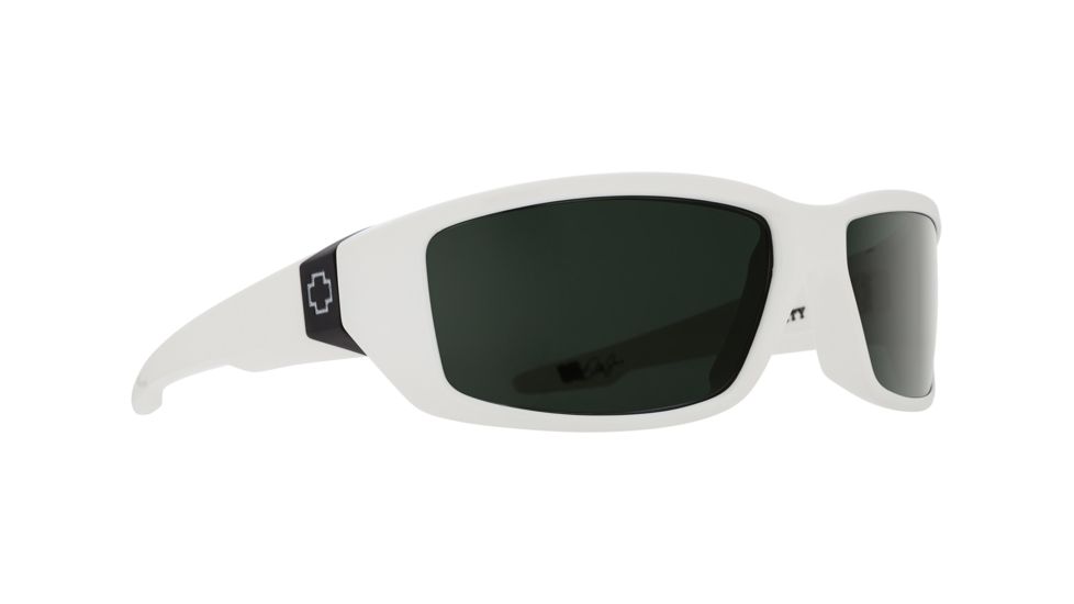 Spy Optic Dirty Mo Sunglasses, White W/Signature Frame, Happy Gray Green Lens 670937216863