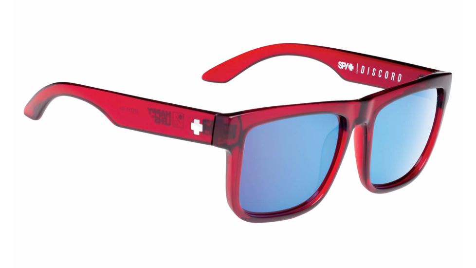 Spy Optic Discord Sunglasses, Trans Red Frame, Happy Bronze w/ Light Blue Spectra 673119114362