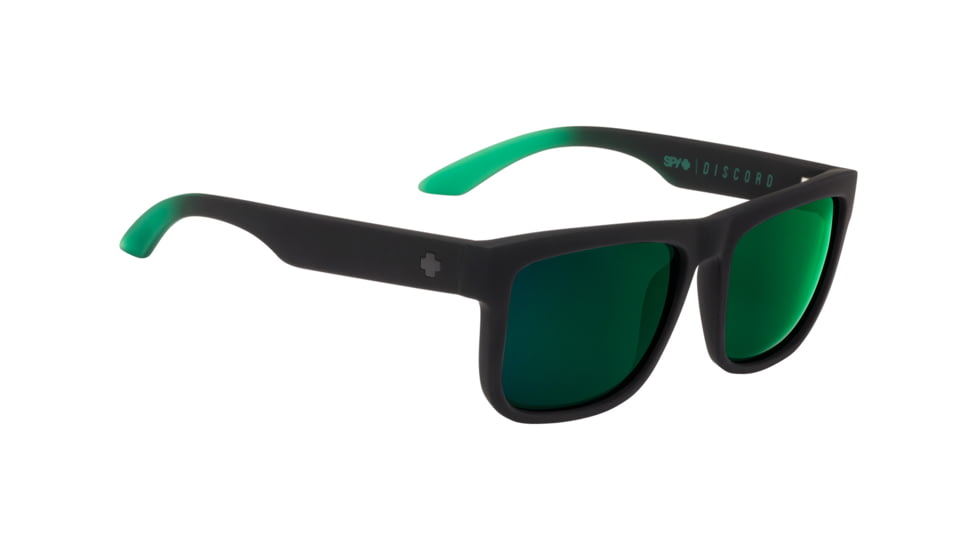 Spy Optic Discord Sunglasses, Soft Matte Black/Green Fade Frame, Happy Gray/Green w/Green Flash Lens, 673119843695