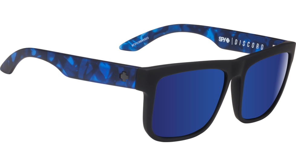Spy Optic Discord Sunglasses, Soft Matte Black/Navy Tort Frame, Happy Gray Green Lens, 673119845503
