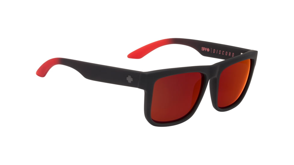 Spy Optic Discord Sunglasses, Soft Matte Black/Red Fade Frame, Happy Gray/Green w/Red Flash Lens, 673119803673