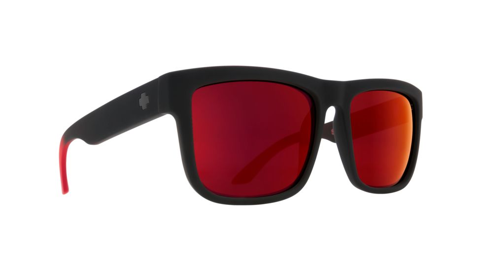 Spy Optic Discord Sunglasses, Soft Matte Black/Red Fade Frame, Happy Gray/Green w/Red Flash Lens, 673119803673