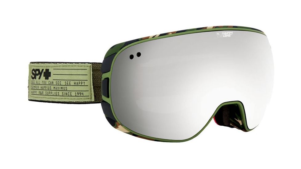 Spy Optic Doom Ski Goggles - FatigueFrame, Happy Gray Green W/ Silver Mirror &amp; Happy Yellow W/ Green Sprectra Lens, 313073652375