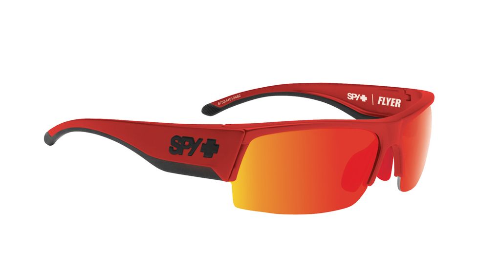 Spy Optic Flyer Sunglasses, Red Frame, Happy Gray Green W/Red Spectra Lens, 673344512863