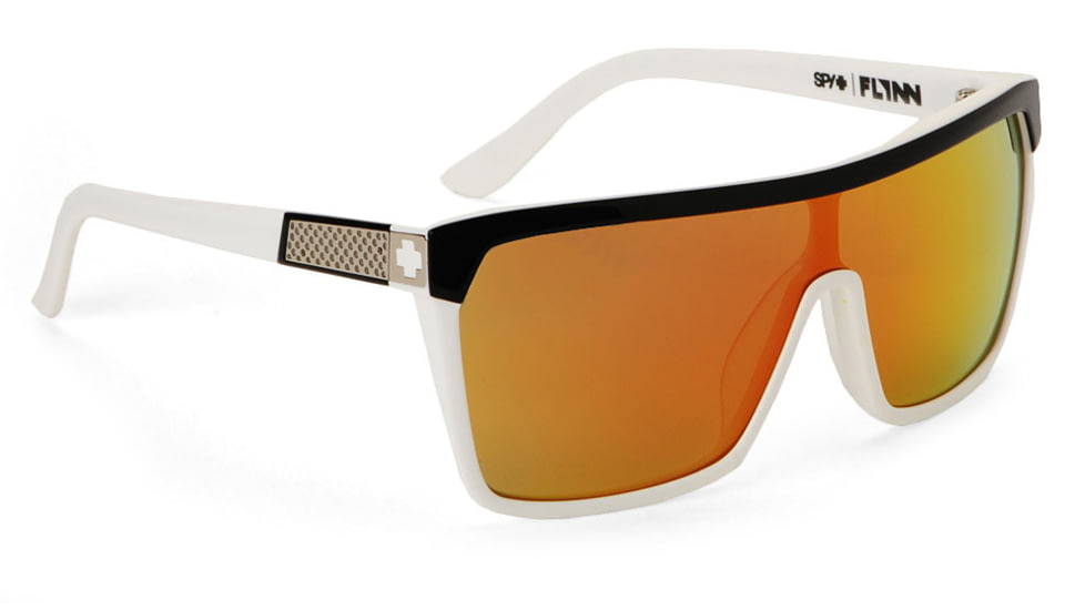 Spy Optic Flynn Sunglasses w/ Black White Frame &amp; Grey Red Flash Mirror Lens