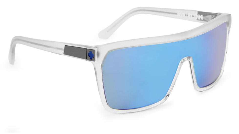 Spy Optic Flynn Sunglasses w/ Matte Shiny Clear Frame &amp; Grey Green Blue Spectra Lens