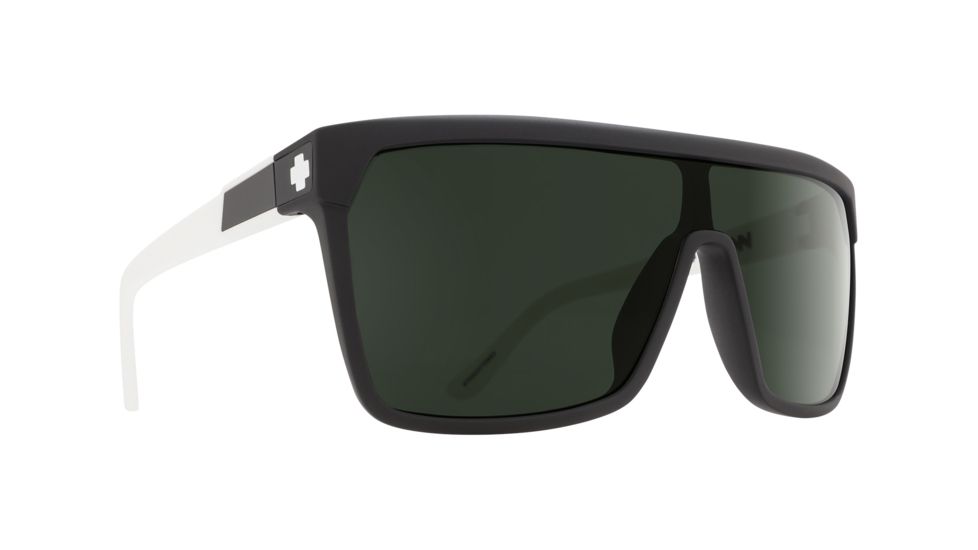 Spy Optic Flynn Sunglasses, Matte Ebony/Ivory Frame, Happy Gray/Green Lens, 670323770863