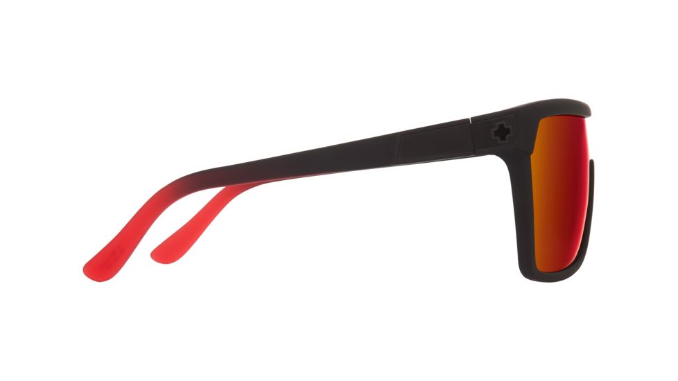 Spy Optic Flynn Sunglasses, Soft Matte Black/Red Fade Frame, Happy Gray/Green w/Red Flash Lens, 670323803673
