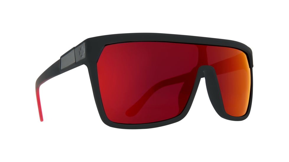 Spy Optic Flynn Sunglasses, Soft Matte Black/Red Fade Frame, Happy Gray/Green w/Red Flash Lens, 670323803673