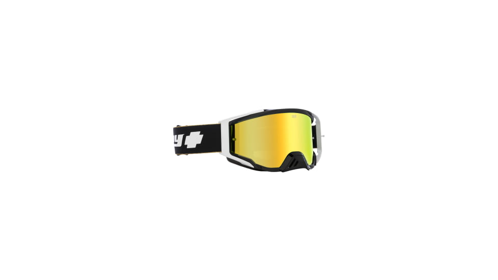 Spy Optic Foundation Plus Matte Motocross Goggles w/ Gold Spectra Mirror HD Clear, White, One Size, 110277