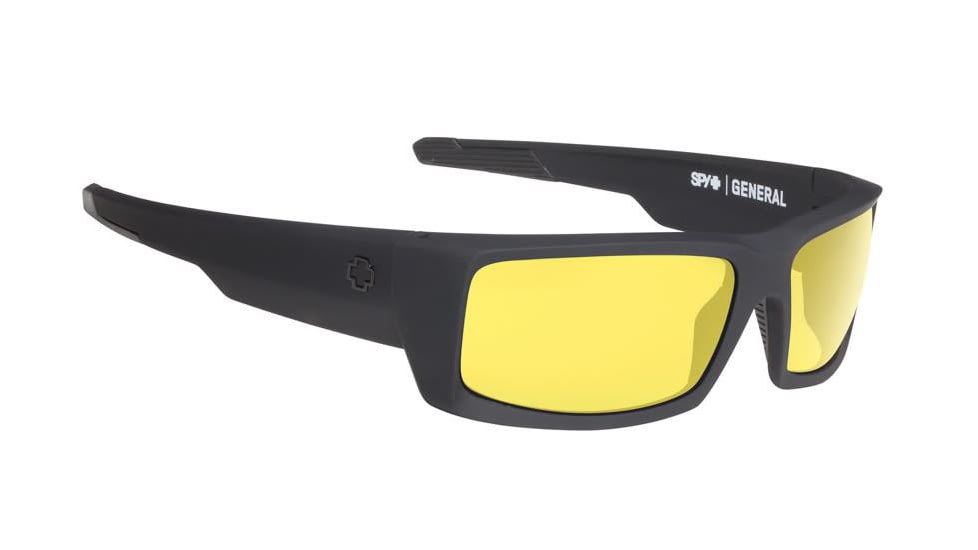 Spy Optic General Sunglasses, Ansi Matte Black Frame, Yellow Lens 673118243238