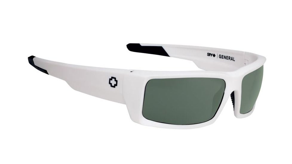 Spy Optic General Sunglasses, Matte White Frame, Happy Gray Green Lens 673118396863