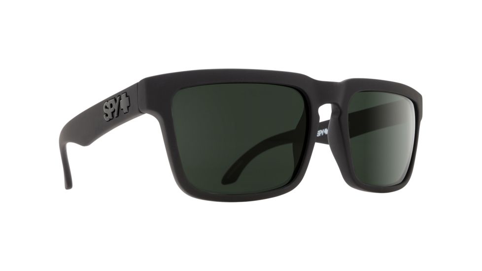 Spy Optic Helm Sunglasses, Soft Matte Black Frame, Happy Grey Green Polar Lens 673015973864