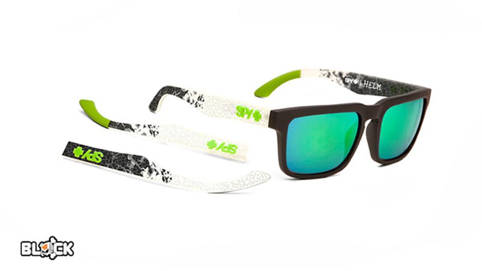 Spy Optic Helm Sunglasses, Spy+Ken Block Livery Frame, Grey w/ Green Spectra Lens 673015906811