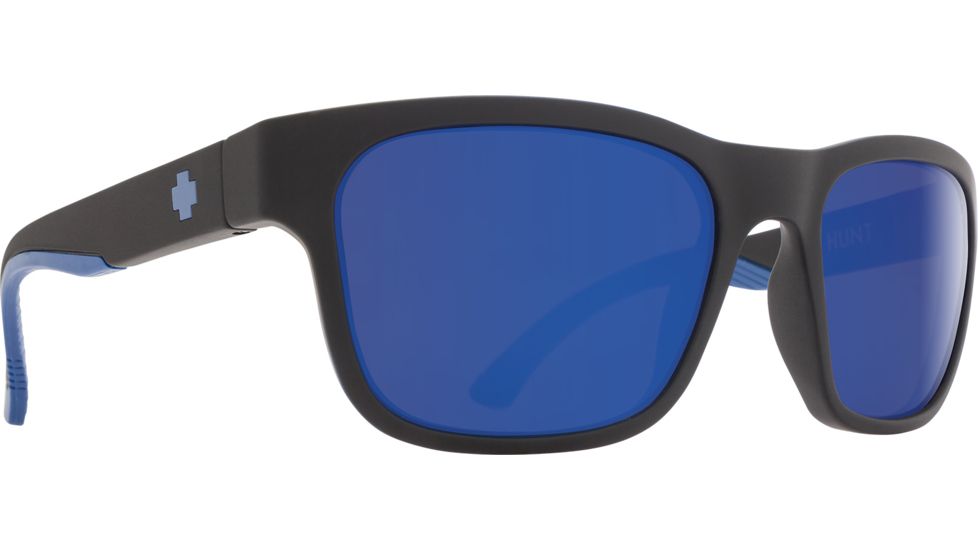 Spy Optic Hunt Sunglasses, Matte Black Navy Frame, Happy Bronze Polar W/ Dark Blue Spectra Lens, Polarized, 673469714438