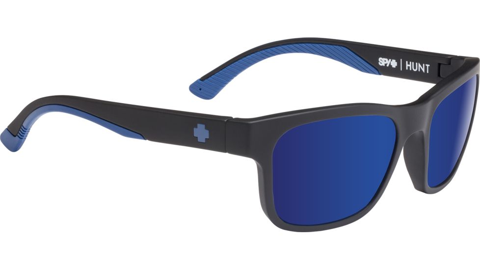 Spy Optic Hunt Sunglasses, Matte Black Navy Frame, Happy Bronze Polar W/ Dark Blue Spectra Lens, Polarized, 673469714438
