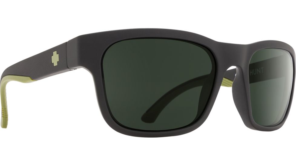 Spy Optic Hunt Sunglasses, Matte Black Olive Frame, Happy Gray Green Polar Lens, Polarized, 673469713864