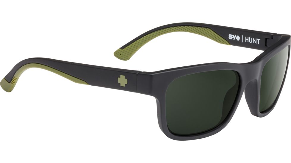 Spy Optic Hunt Sunglasses, Matte Black Olive Frame, Happy Gray Green Polar Lens, Polarized, 673469713864