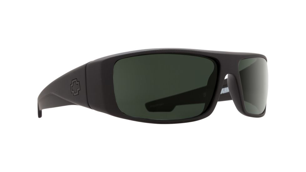 Spy Optic Logan Sunglasses, Soft Matte Black Frame, Happy Grey Green Polar Lens 670939973864