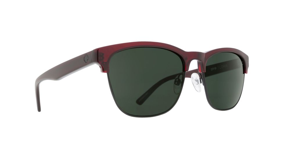 Spy Optic Loma Sunglasses, Translucent Garnet/Matte Black Frame, Happy Gray/Green Lens, 873498761863