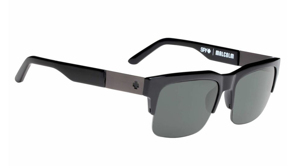 Spy Optic Malcolm Single Vision Prescription Sunglasses, Black Frame, Happy Gray Green Lens-673246038863SV