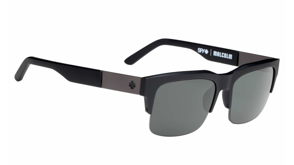 Spy Optic Malcolm Single Vision Prescription Sunglasses, Matte Black Frame, Happy Gray Green Lens-673246374863SV