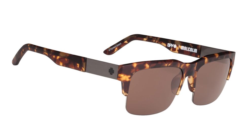 Spy Optic Malcolm Single Vision Prescription Sunglasses, Soft Matte Camo Tortoise Frame, 673246438865SV