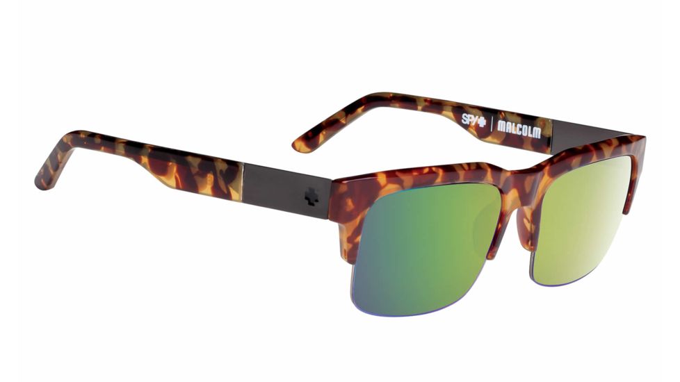 Spy Optic Malcolm Sunglasses, Vintage Tortoise Frame, Happy Bronze w/ Green Spectra Lens 673246623225