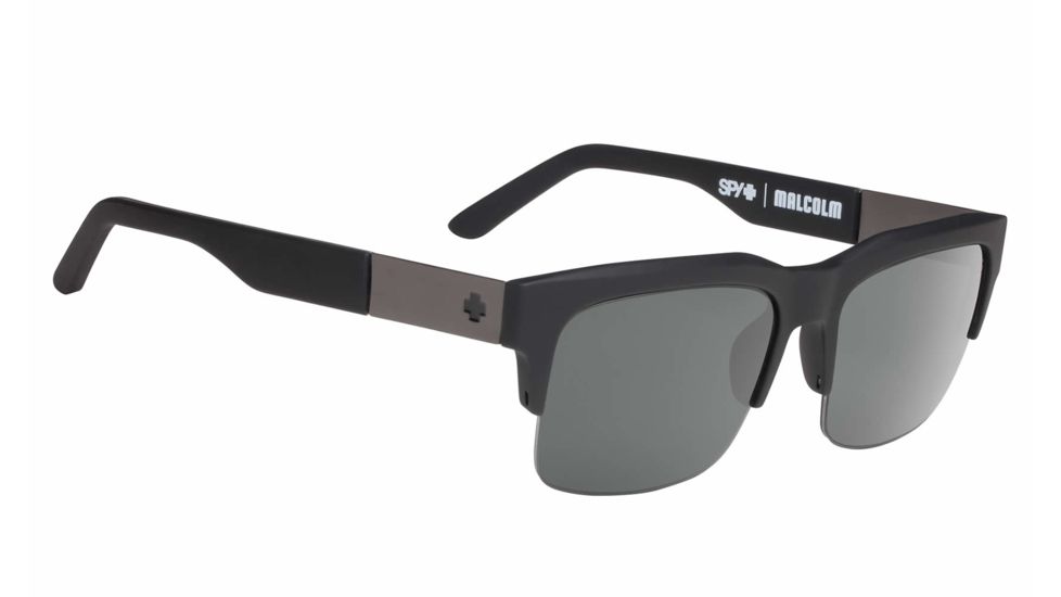 Spy Optic Malcolm Sunglasses, Soft Matte Black Frame, Happy Grey Green Polar Lens 673246973864