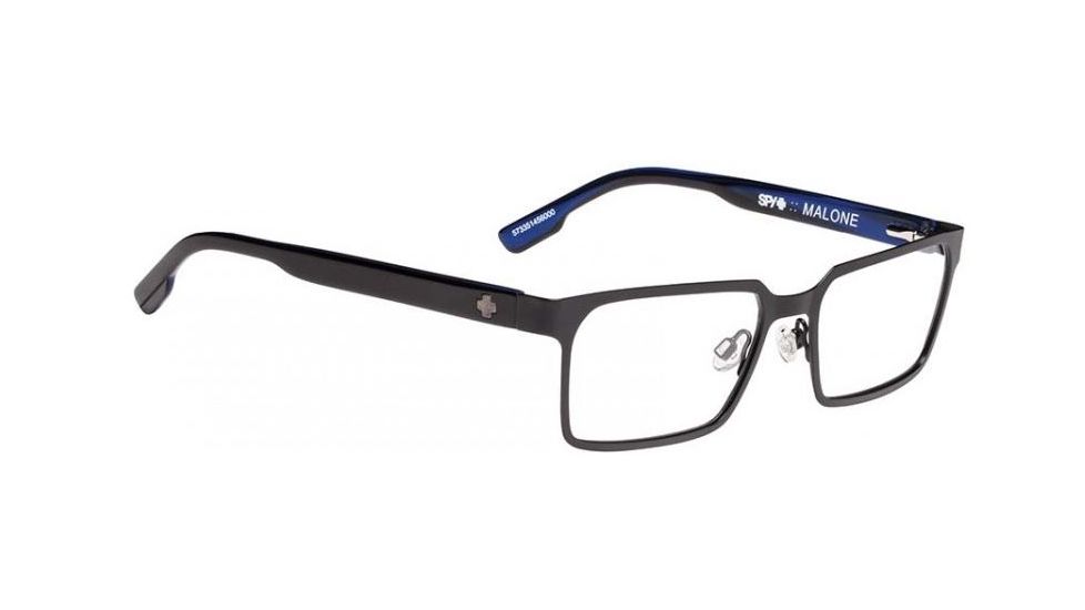 Spy Optic Malone Single Vision Prescription Eyeglasses, Matte Black/Black Blue Horn Frame, 573351456000SV