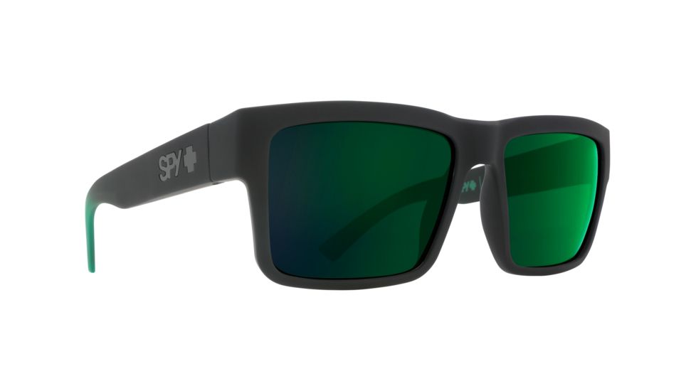 Spy Optic Montana Sunglasses, Soft Matte Black/Green Fade Frame, Happy Gray/Green w/Green Fla Lens, 673407843695