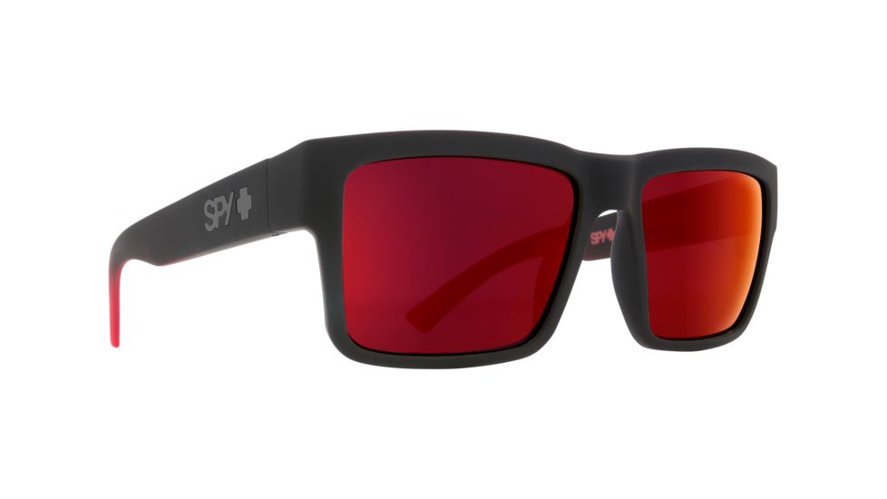 Spy Optic Montana Sunglasses, Soft Matte Black/Red Fade Frame, Happy Gray/Green w/Red Flash Lens, 673407803673