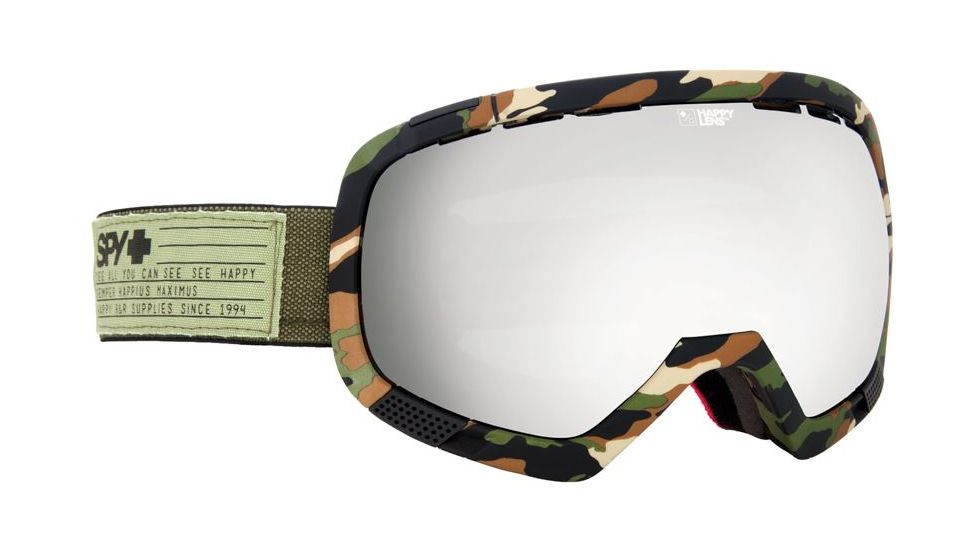 Spy Optic Platoon Ski Goggles - FatigueFrame, Happy Gray Green W/ Silver Mirror &amp; Happy Yellow W/ Green Sprectra Lens, 312012652375