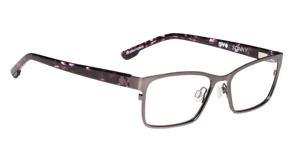 Spy Optic Sonny Single Vision Prescription Eyeglasses, Brushed Gunmetal/Purple Camo Tort Frame, 573354742000SV
