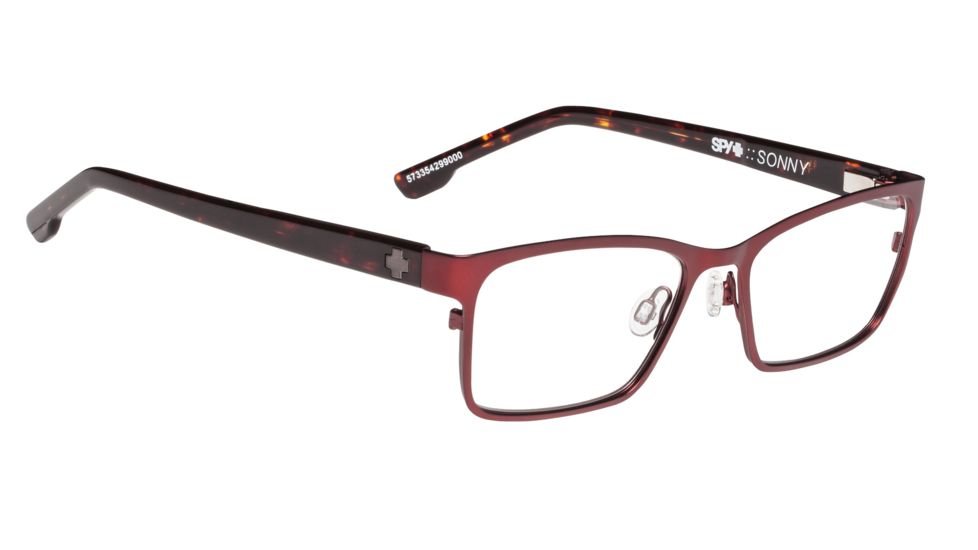 Spy Optic Sonny Single Vision Prescription Eyeglasses, Matte Garnet/Dark Tort Frame, 573354299000SV