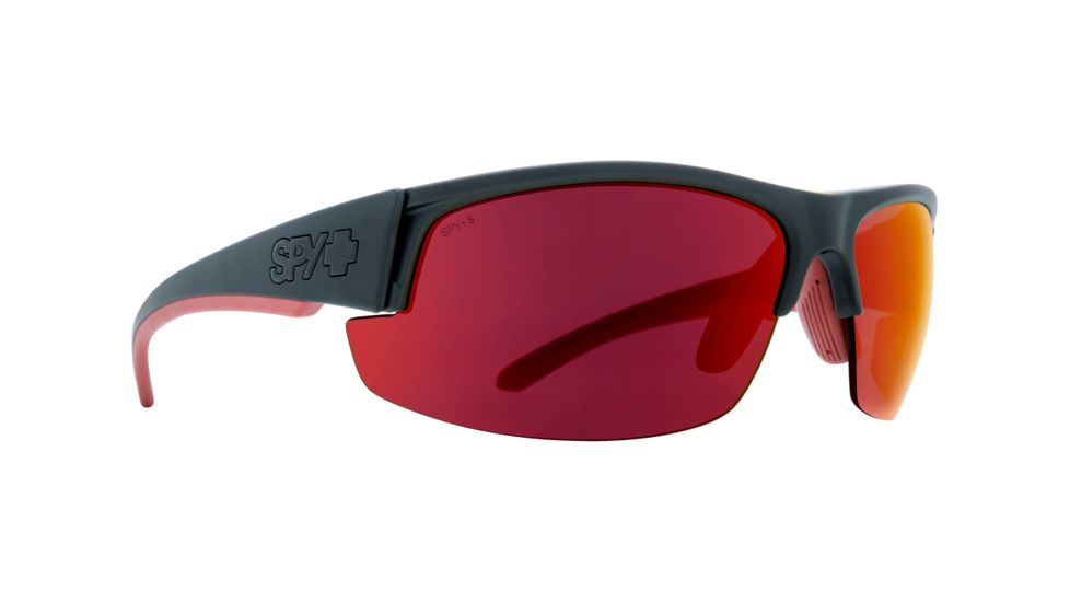 Spy Optic Sprinter Sunglasses, Matte Black Ansi Rx Frame, Happy Gray/Green w/Red Flash Lens, 673502243673
