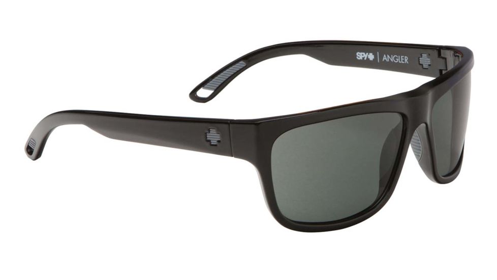 Spy Optic Angler Single Vision Prescription Sunglasses, Black Frame, Happy Grey Green Lens-673237038863SV