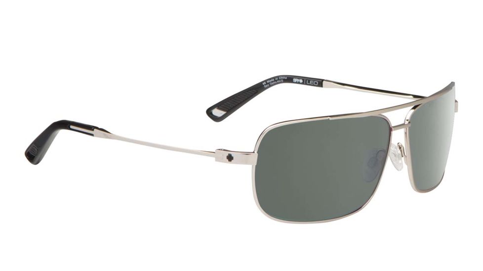 Spy Optic Leo Progressive Prescription Sunglasses, Silver Frame, Happy Grey Green Lens-673238556863PR