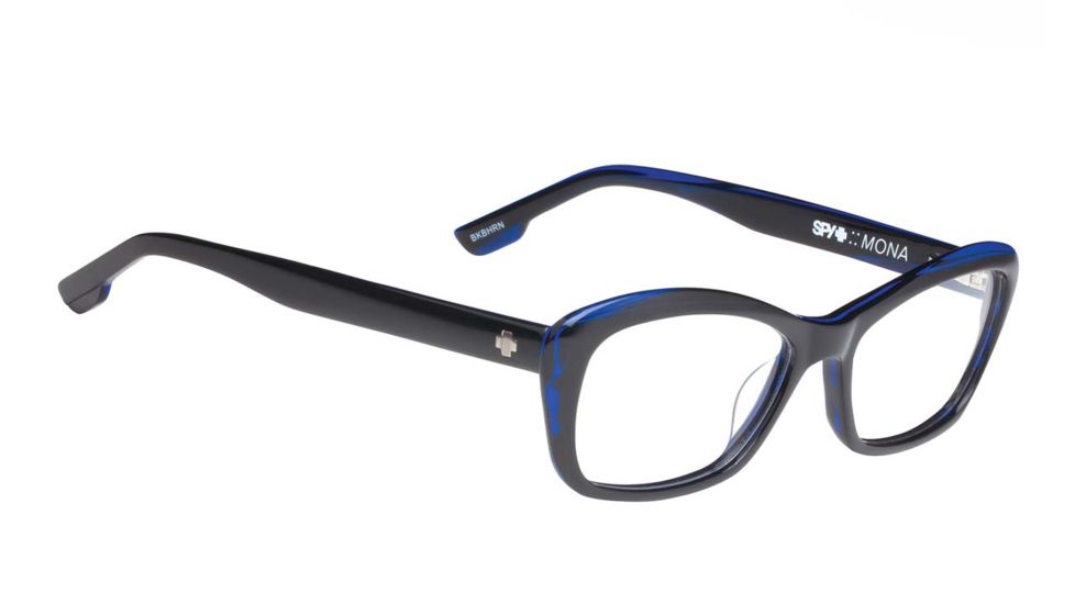 Spy Optic Mona Single Vision Prescription Eyeglasses, Black/Blue Horn Frame-573254086000SV
