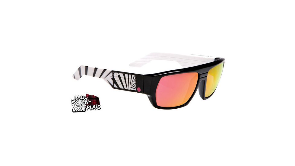 Spy Optic Blok Sunglasses Black w/ White 80'S - Bronze Red Spectra 670923256083