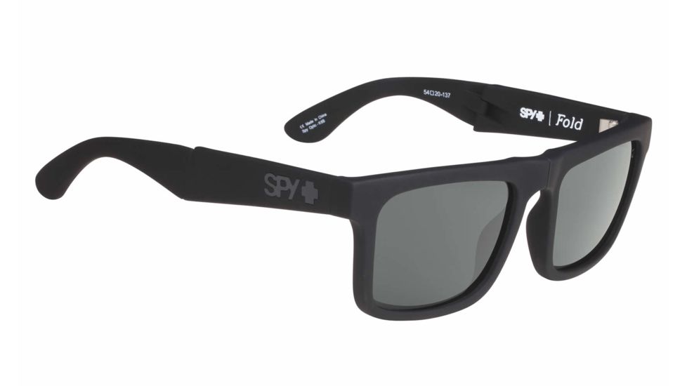 Spy Optic The Fold Sunglasses, Soft Matte Black Frame, Happy Grey Green Lens 673174973863