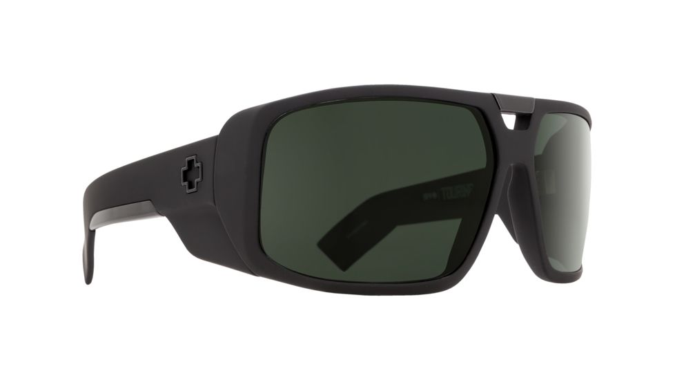 Spy Optic Touring Sunglasses, Soft Matte Black Frame, Happy Grey Green Lens 670795973863