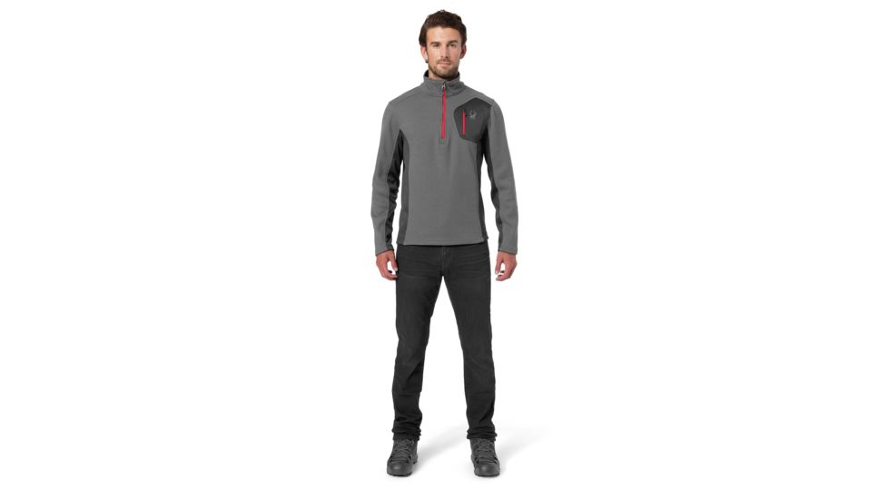 Spyder Bandit Half Zip Stryke Jacket - Mens, Polar/Black/Red, Large, 181388069555P