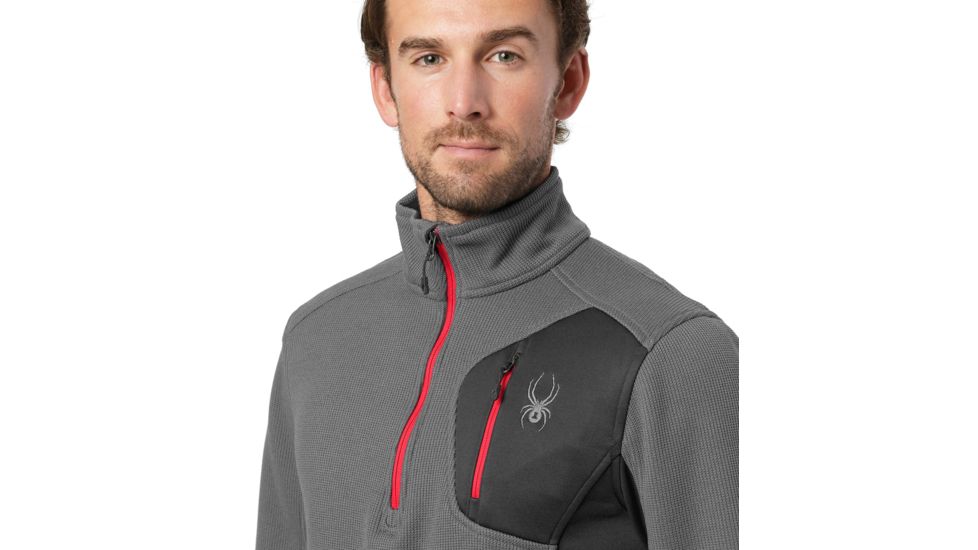 Spyder Bandit Half Zip Stryke Jacket - Mens, Polar/Black/Red, Large, 181388069555P