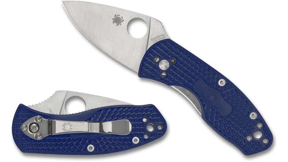 Spyderco Ambitious Lightweight Folding Knife, 2.31in, CPM S35VN, Serrated Leaf Blade, FRN Blue Handle, C148SBL